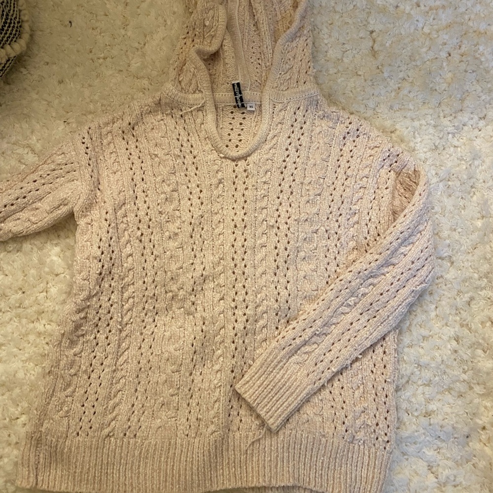 white sweater with hood